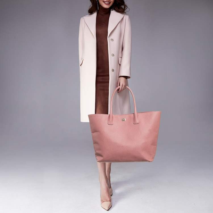 Pre Owned Dolce & Gabbana Old Rose Leather Miss Alma Tote