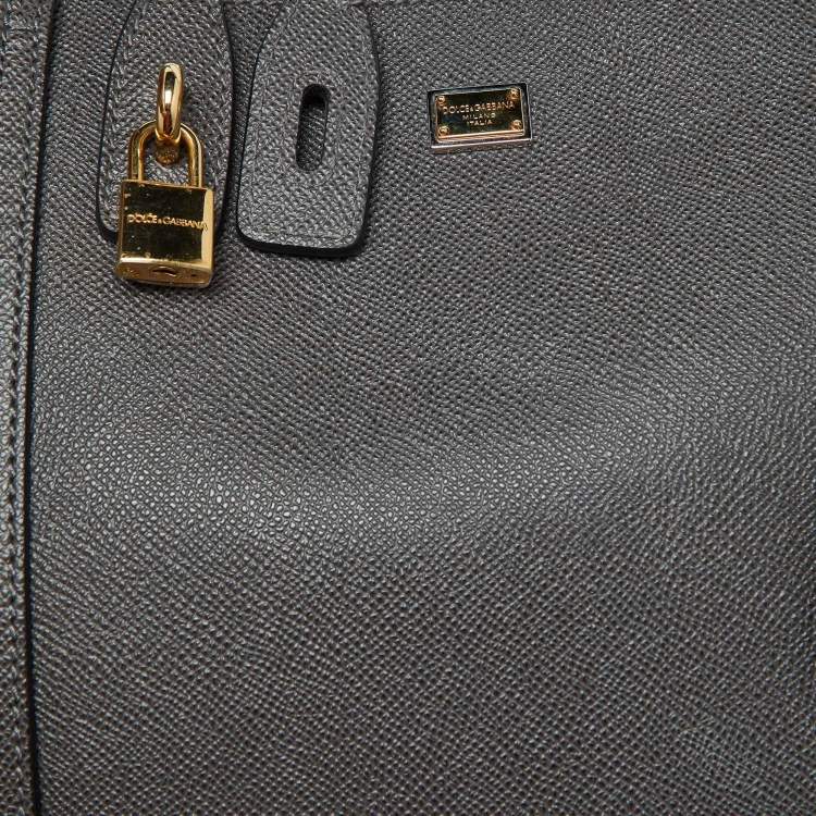 Pre Owned Dolce & Gabbana Dark Grey Leather Miss Escape Zip Tote