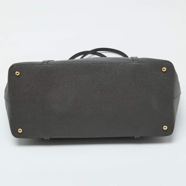 Pre Owned Dolce & Gabbana Dark Grey Leather Miss Escape Zip Tote