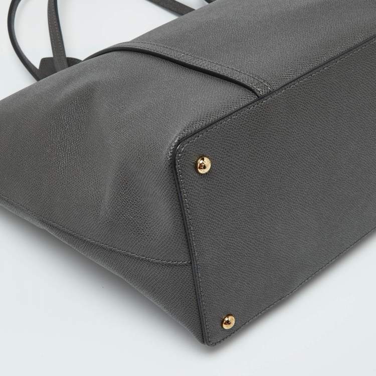 Pre Owned Dolce & Gabbana Dark Grey Leather Miss Escape Zip Tote