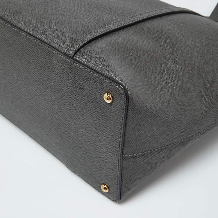 Pre Owned Dolce & Gabbana Dark Grey Leather Miss Escape Zip Tote