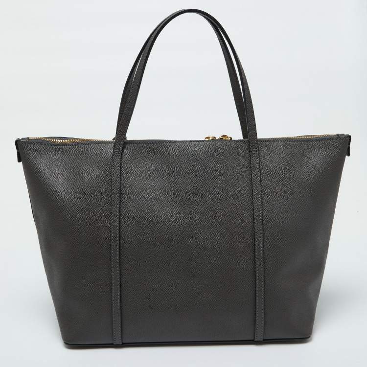 Pre Owned Dolce & Gabbana Dark Grey Leather Miss Escape Zip Tote