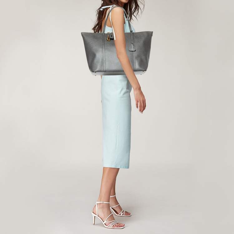 Pre Owned Dolce & Gabbana Dark Grey Leather Miss Escape Zip Tote