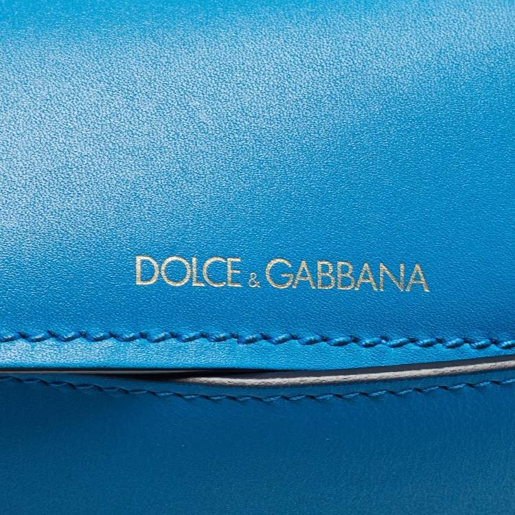 Pre Owned Dolce & Gabbana Blue Leather Medium Miss Sicily 58 Top Handle Bag