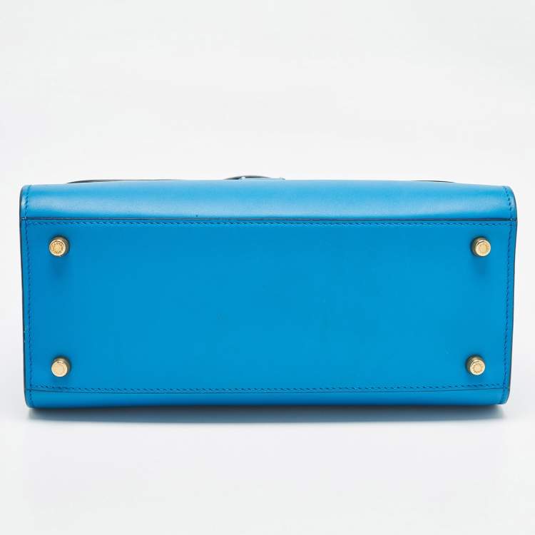 Pre Owned Dolce & Gabbana Blue Leather Medium Miss Sicily 58 Top Handle Bag