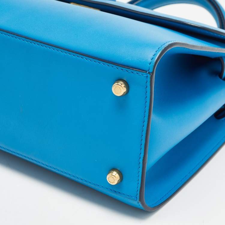Pre Owned Dolce & Gabbana Blue Leather Medium Miss Sicily 58 Top Handle Bag