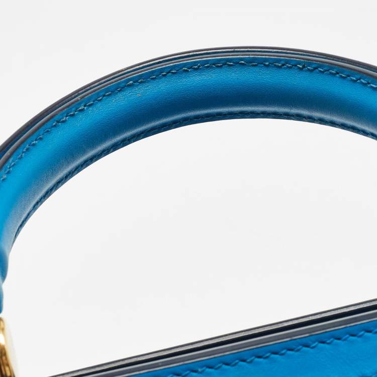 Pre Owned Dolce & Gabbana Blue Leather Medium Miss Sicily 58 Top Handle Bag