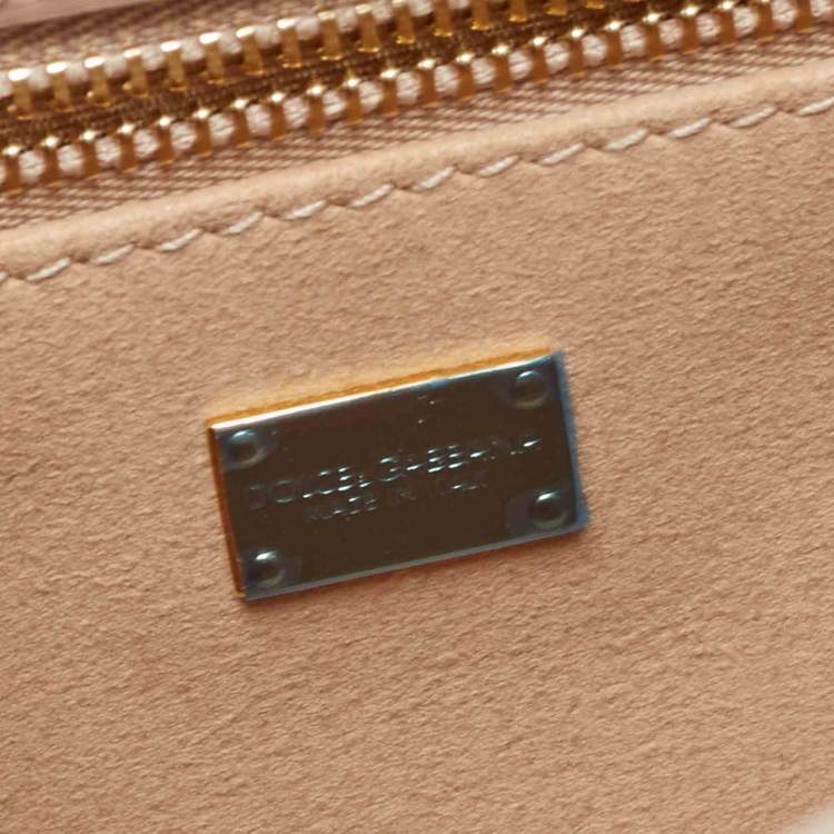 Pre Owned Dolce & Gabbana Beige Leather DG Logo Crossbody Bag