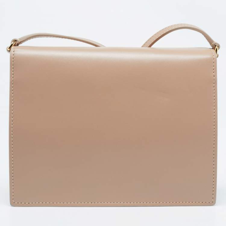 Pre Owned Dolce & Gabbana Beige Leather DG Logo Crossbody Bag