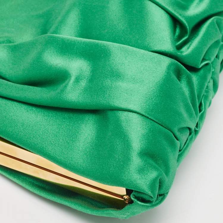 Pre Owned Dolce & Gabbana Green Pleated Satin Miss Lady Frame Clutch