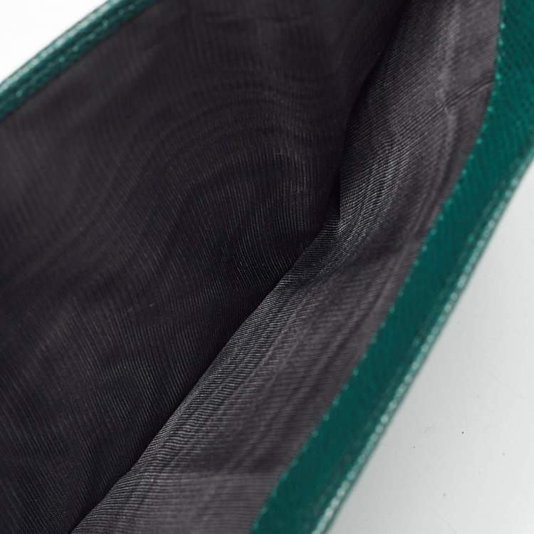 مملوكة مسبقًا Dolce & Gabbana Green Leather Logo Plaque Trifold Wallet