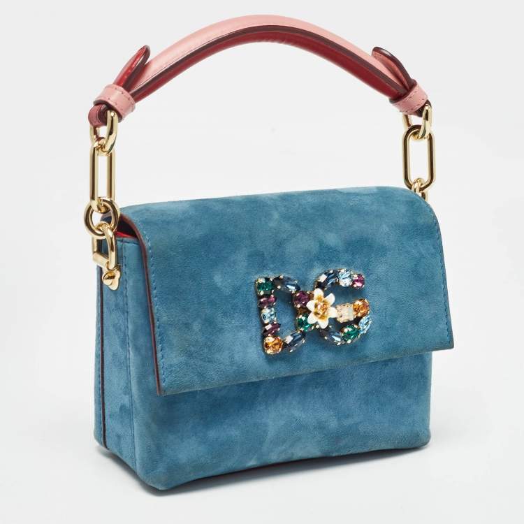 مملوكة مسبقًا Dolce & Gabbana Blue Suede and Leather DG Millennials Top Handle Bag