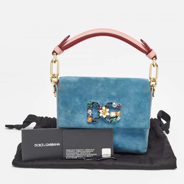 مملوكة مسبقًا Dolce & Gabbana Blue Suede and Leather DG Millennials Top Handle Bag