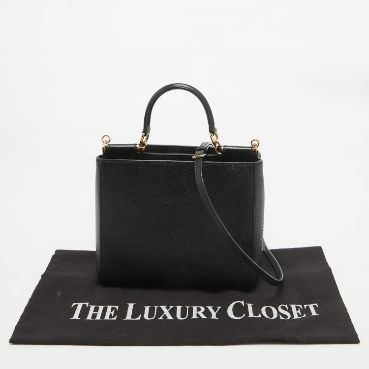 Pre Owned Dolce & Gabbana Black Leather Miss Sicily Shopper Tote