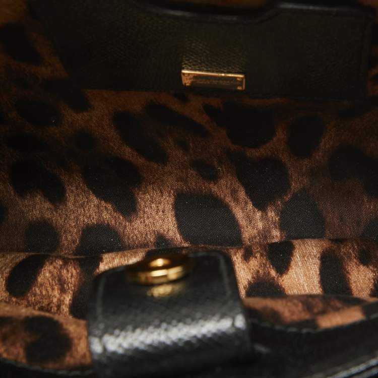 Pre Owned Dolce & Gabbana Black Leather Miss Sicily Shopper Tote