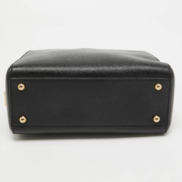 Pre Owned Dolce & Gabbana Black Leather Miss Sicily Shopper Tote