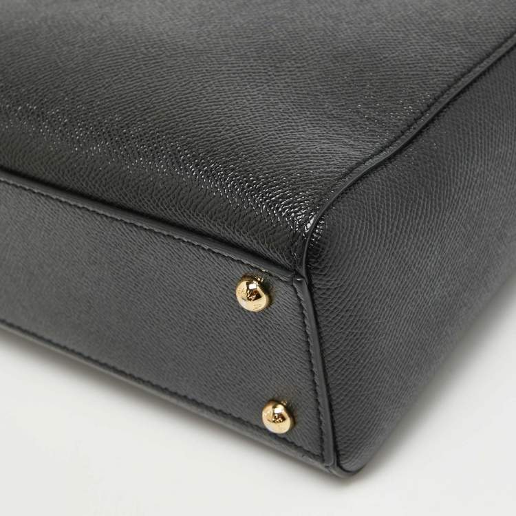 Pre Owned Dolce & Gabbana Black Leather Miss Sicily Shopper Tote