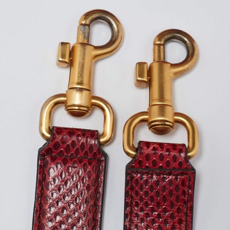 Pre Owned Dolce & Gabbana Red Watersnake and Leather Large Miss Sicily Top Handle Bag