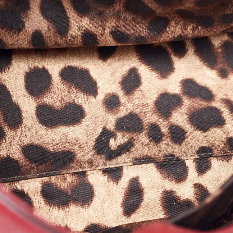 Pre Owned Dolce & Gabbana Red Watersnake and Leather Large Miss Sicily Top Handle Bag