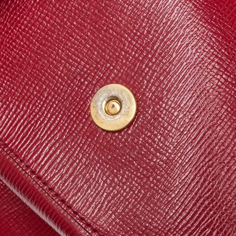 Pre Owned Dolce & Gabbana Red Watersnake and Leather Large Miss Sicily Top Handle Bag