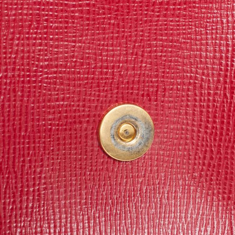 Pre Owned Dolce & Gabbana Red Watersnake and Leather Large Miss Sicily Top Handle Bag