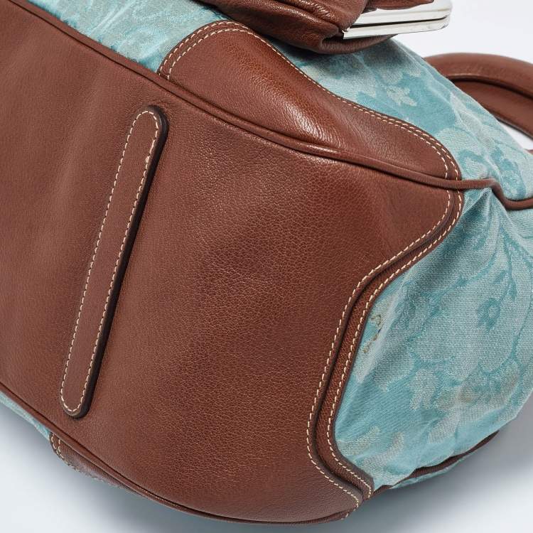 مملوكة مسبقًا Dolce & Gabbana Brown/Blue Brocade Fabric and Leather Miss Romantique Satchel