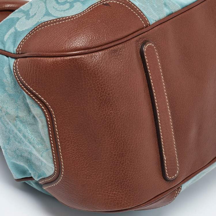 مملوكة مسبقًا Dolce & Gabbana Brown/Blue Brocade Fabric and Leather Miss Romantique Satchel
