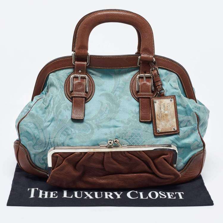 مملوكة مسبقًا Dolce & Gabbana Brown/Blue Brocade Fabric and Leather Miss Romantique Satchel