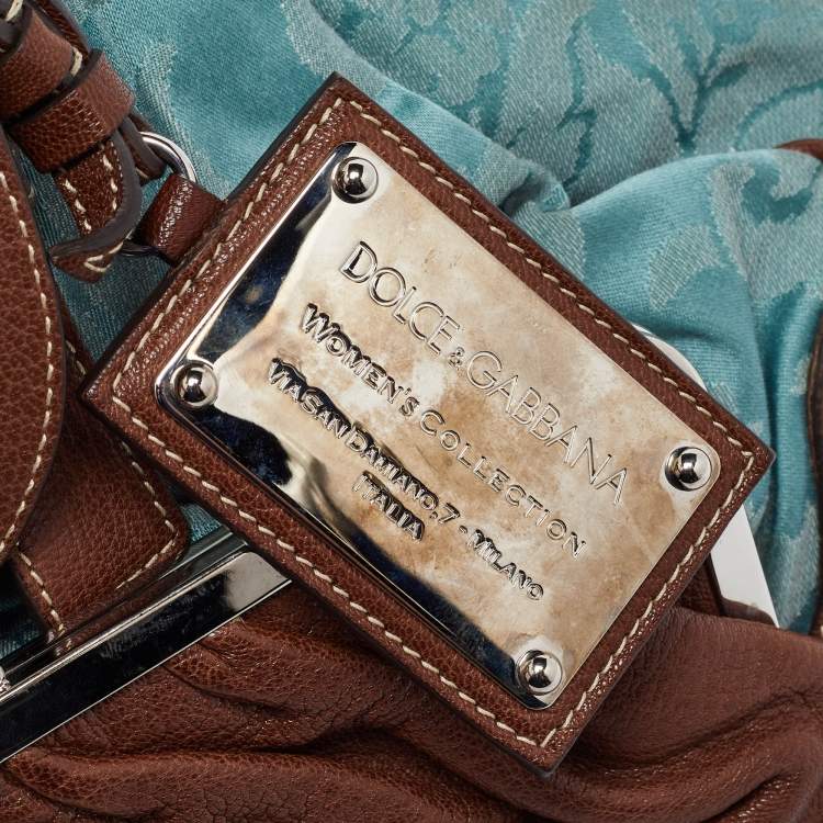 مملوكة مسبقًا Dolce & Gabbana Brown/Blue Brocade Fabric and Leather Miss Romantique Satchel
