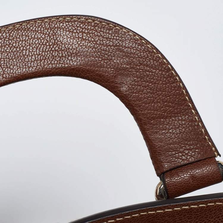 مملوكة مسبقًا Dolce & Gabbana Brown/Blue Brocade Fabric and Leather Miss Romantique Satchel