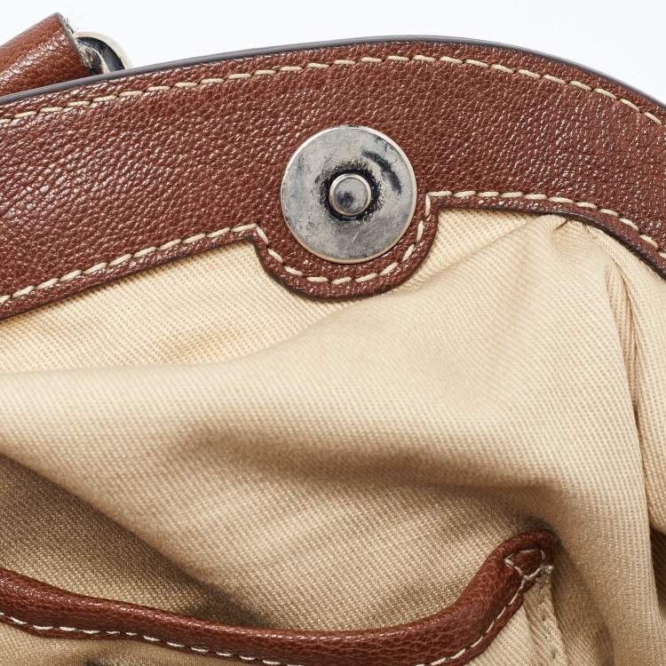 مملوكة مسبقًا Dolce & Gabbana Brown/Blue Brocade Fabric and Leather Miss Romantique Satchel
