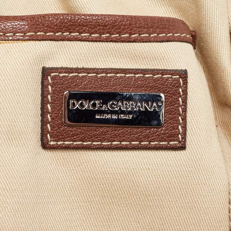 مملوكة مسبقًا Dolce & Gabbana Brown/Blue Brocade Fabric and Leather Miss Romantique Satchel