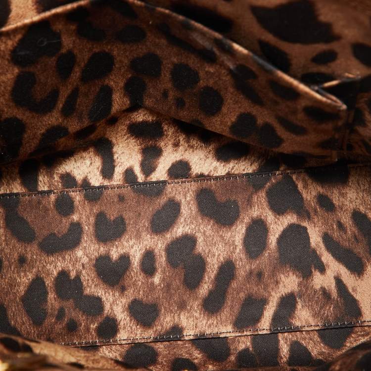 Pre Owned Dolce & Gabbana Brown Lizard Embossed Leather Medium Miss Monica Top Handle Bag