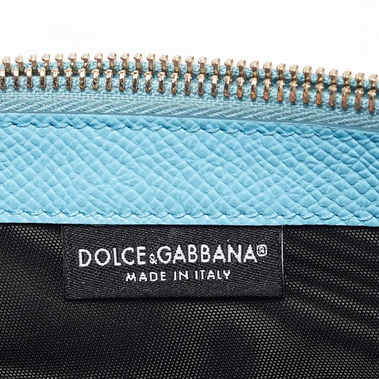 Pre Owned Dolce & Gabbana Navy Blue Leather Zip Long Card Holder