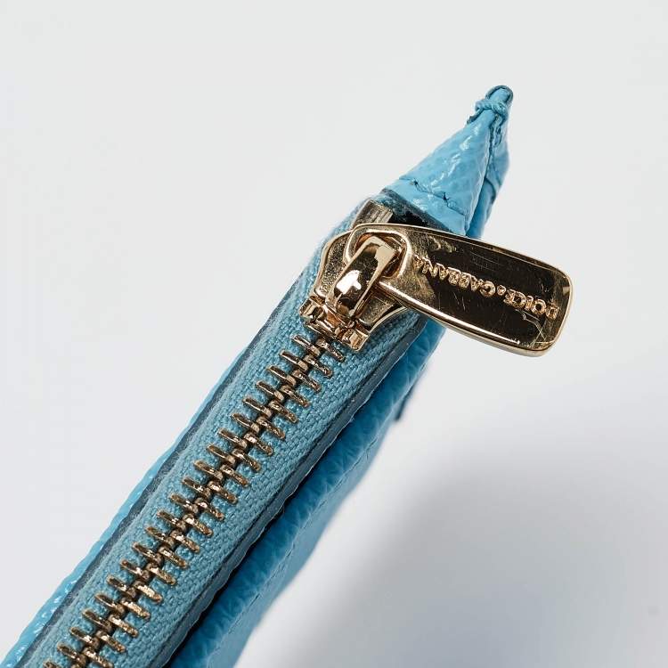 Pre Owned Dolce & Gabbana Navy Blue Leather Zip Long Card Holder