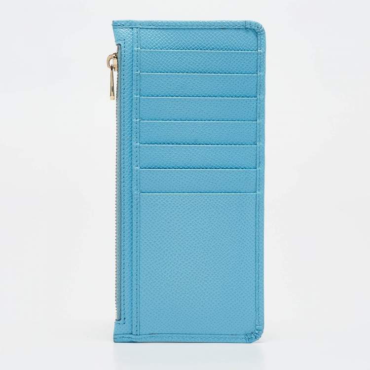 Pre Owned Dolce & Gabbana Navy Blue Leather Zip Long Card Holder