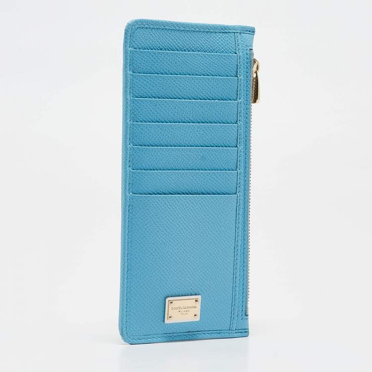 Pre Owned Dolce & Gabbana Navy Blue Leather Zip Long Card Holder