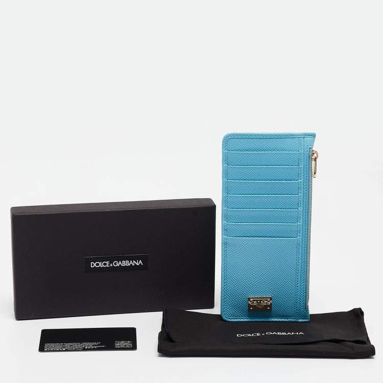 Pre Owned Dolce & Gabbana Navy Blue Leather Zip Long Card Holder