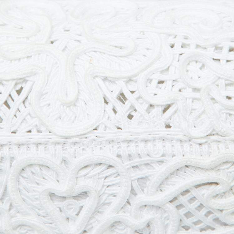 Pre Owned Dolce & Gabbana White Fabric Cordonetto Lace Medium Sicily Cordonetto Top Handle Bag