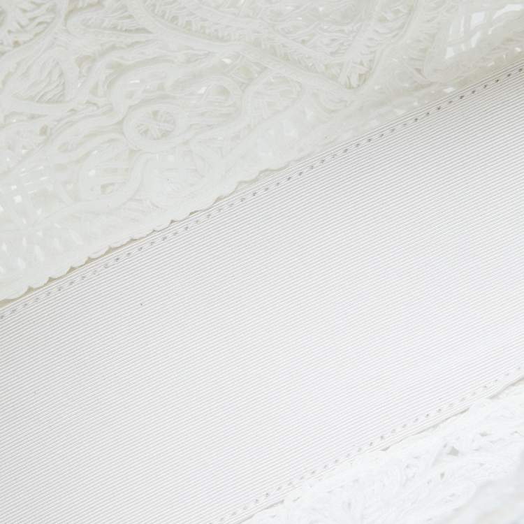 Pre Owned Dolce & Gabbana White Fabric Cordonetto Lace Medium Sicily Cordonetto Top Handle Bag