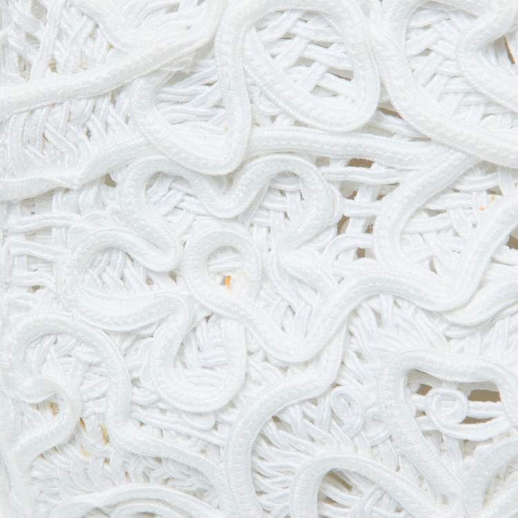 Pre Owned Dolce & Gabbana White Fabric Cordonetto Lace Medium Sicily Cordonetto Top Handle Bag