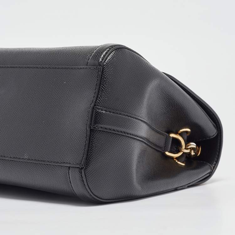 Pre Owned Dolce & Gabbana Black Leather Padlock Top Handle Bag