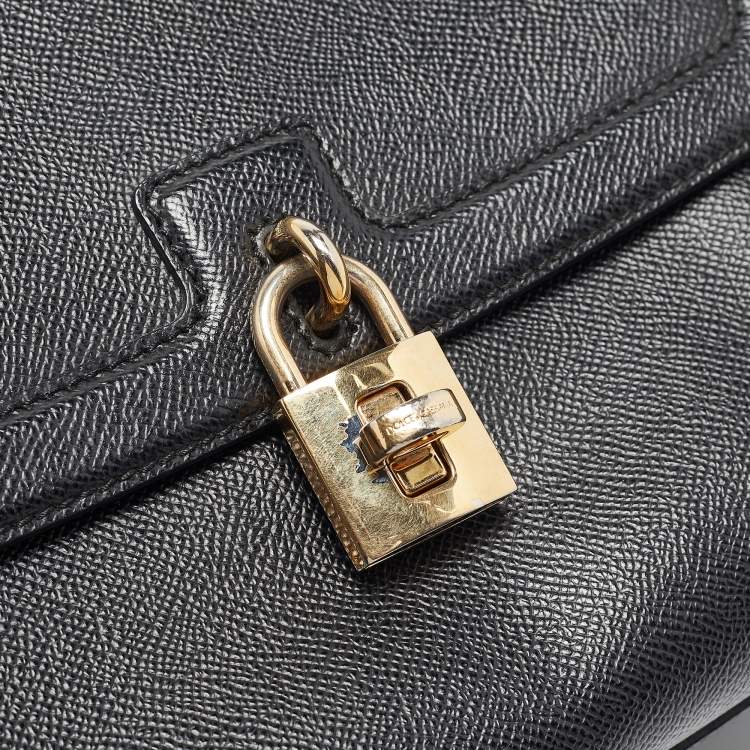 Pre Owned Dolce & Gabbana Black Leather Padlock Top Handle Bag