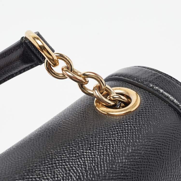 Pre Owned Dolce & Gabbana Black Leather Padlock Top Handle Bag