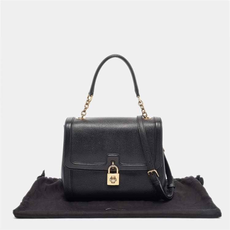 Pre Owned Dolce & Gabbana Black Leather Padlock Top Handle Bag