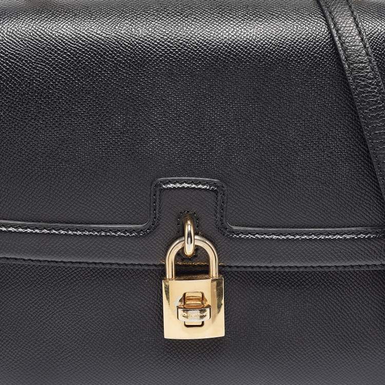 Pre Owned Dolce & Gabbana Black Leather Padlock Top Handle Bag