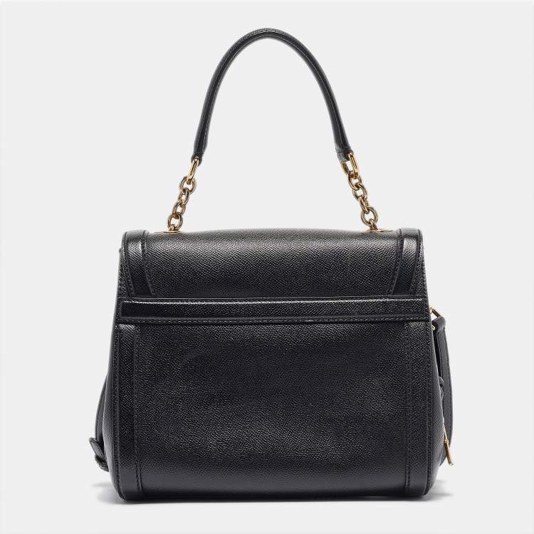 Pre Owned Dolce & Gabbana Black Leather Padlock Top Handle Bag