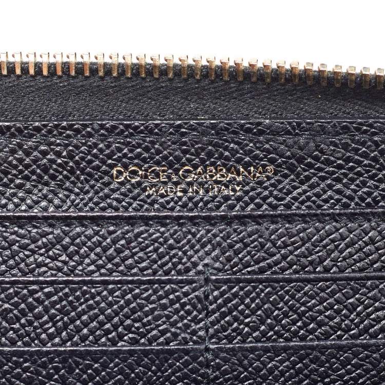 Pre Owned Dolce & Gabbana Black Leather Zip Around Wallet