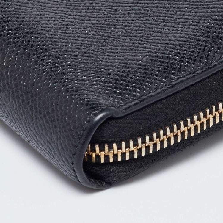 Pre Owned Dolce & Gabbana Black Leather Zip Around Wallet
