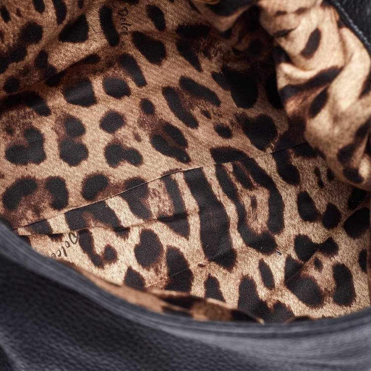 مملوكة مسبقًا Dolce & Gabbana Black Leather Large Miss Sicily Top Handle Bag
